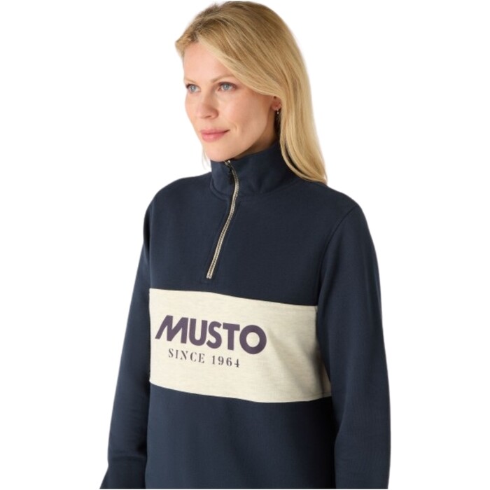 2024 Musto Womens 1/2 Zip Sweatshirt 85021 - Navy / Oat